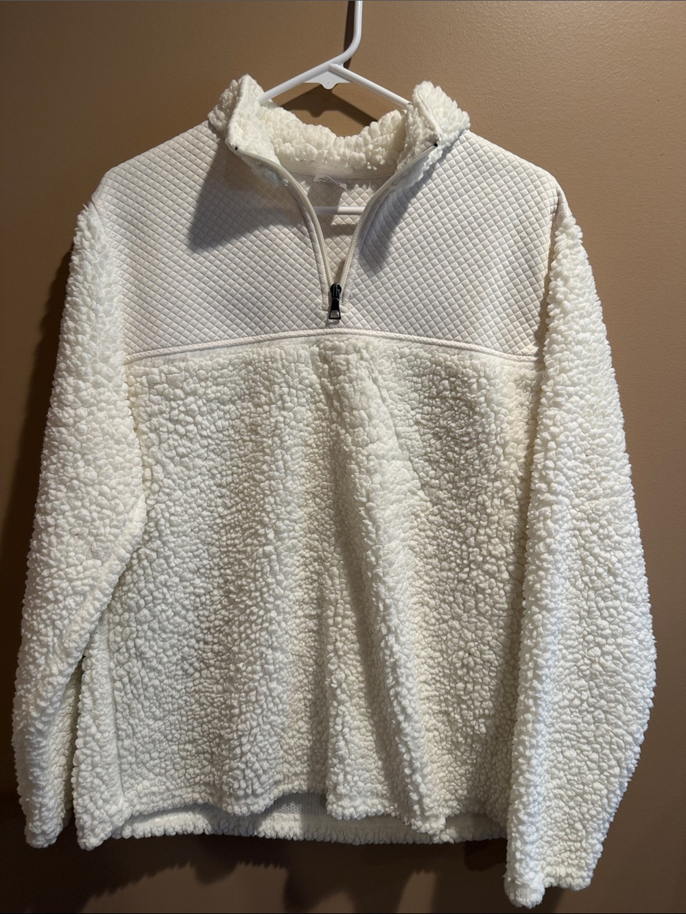 Athletic Works Cream Sherpa Zip-Up Pullover